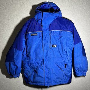 Columbia Vintage 90s Hooded Bomber Ski Jacket Kids Size L 14-16 Periwinkle/Blue